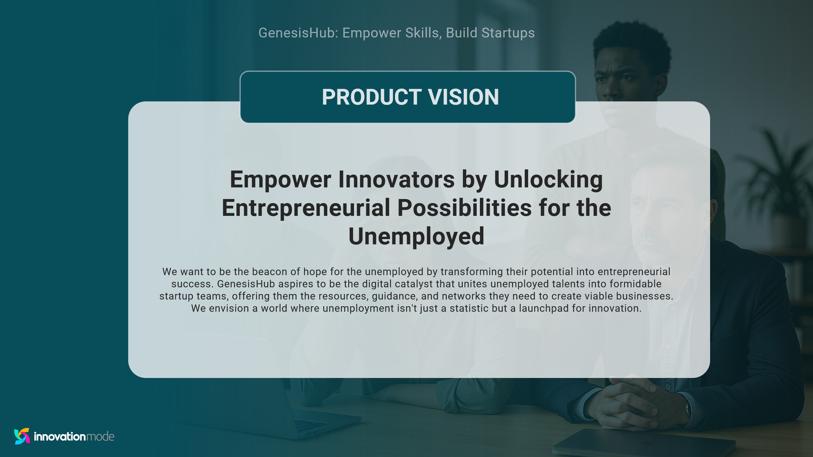 Product vision slide template | PRD vision statement example | Startup pitch deck vision page | AI-generated product strategy slide | Board-ready presentation design | Mission statement slide sample