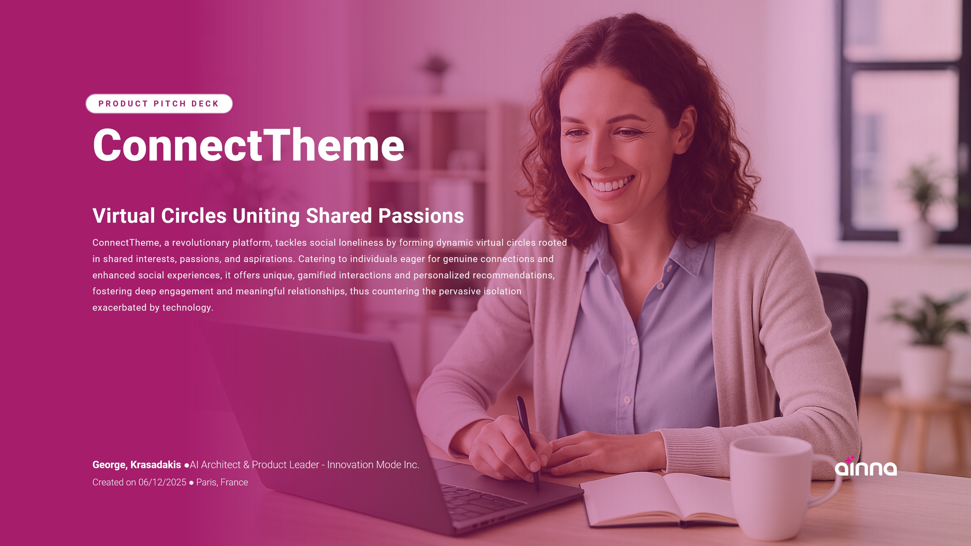 Pitch deck cover slide template | Investor presentation first slide example | Startup pitch deck design | AI-generated investor deck | Professional fundraising presentation | SaaS pitch deck cover sample